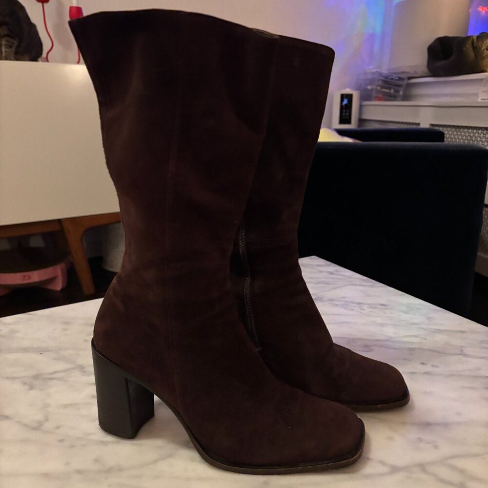 Joan Helpern Signature Vintage Suede Stack Heel Boots